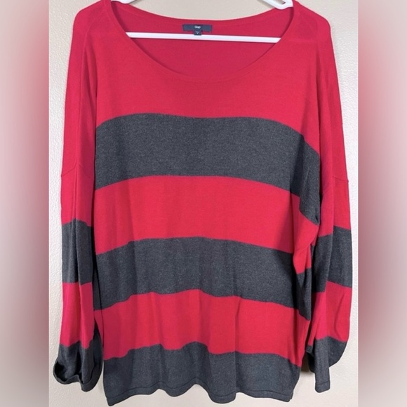GAP lightweight oversized red and black striped sweater. Women’s size S - Picture 1 of 7